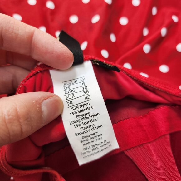 Niptuck Swim Red Polka Dot Swimsuit Joanne Slimming Ruched One Piece Size 8 - Picture 11 of 12
